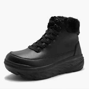 NIB Genuine Leather Fleece Lined Winter Boots 9.5 Cushioned Wide Toe Box